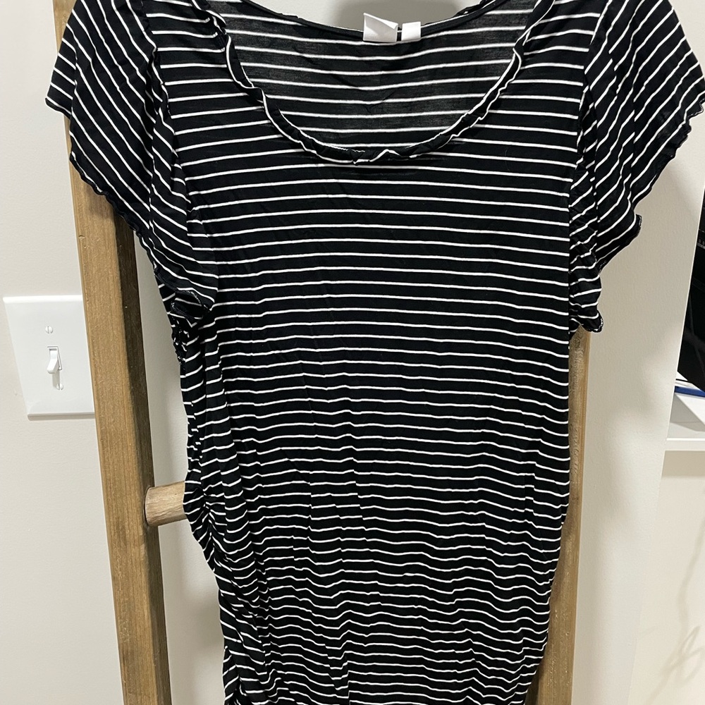 Black and White Striped Maternity Top